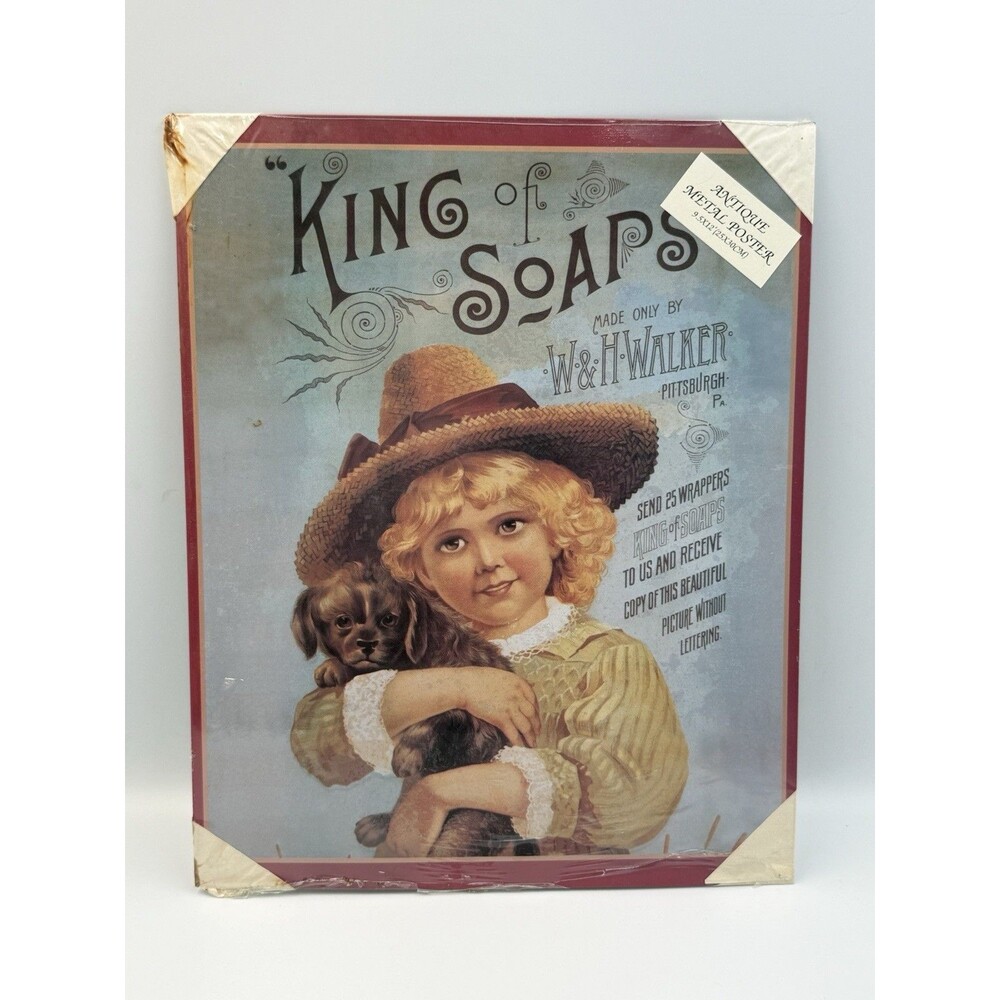 "KING OF SOAPS" W&H WALKER Sealed Metal Tin Sign Ad Reproduction